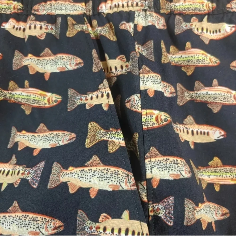 North Face Fly Fishing Hybrid Swim Shorts Men XXL Navy Drawstring Swim Dad AOP